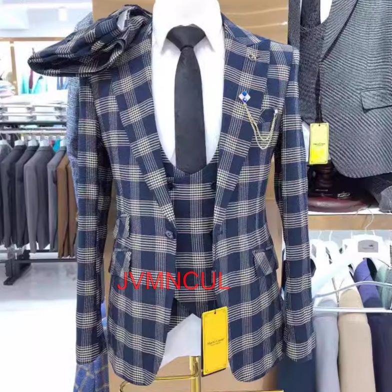Men'S Formal Wear For Reception - ชุดสูทผู้ชาย 3 ชิ้น สีตัดต่อ ทรงเข้ารูปทันสมัย สำหรับงานแต่งงาน