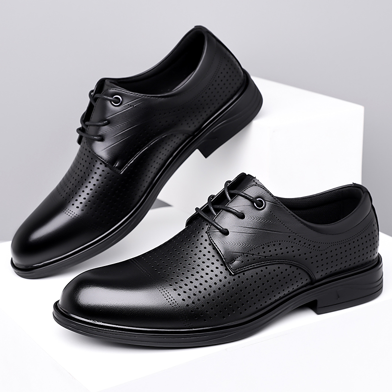 Formal Men Office Wear Sandals - รองเท้าหนังผู้ชายแบบใหม่สำหรับฤดูร้อน รองเท้าธุรกิจแบบมีรูระบายอากาศ พื้นนุ่ม รองเท้าแตะผู้ชายแบบทางการ ระบายอากาศได้ดี เหมาะสำหรับใส่ทำงานในออฟฟิศ