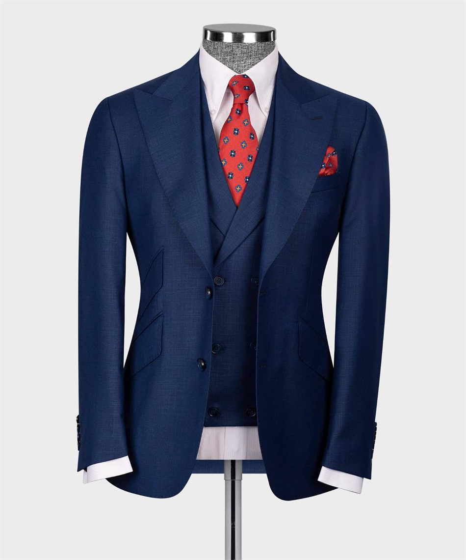 Men Formal Wear Blue - Elegant Navy Blue คลาสสิกงานแต่งงาน Tuxedo 3PCS