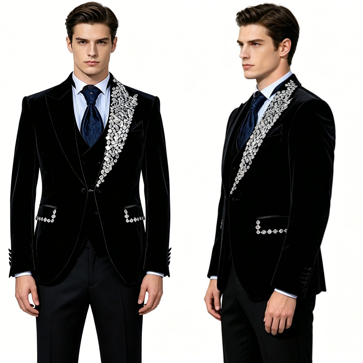 Men'S Formal Wear No Suit - ชุดทักซิโด้งานแต่งงานแบบเป็นทางการ ผ้ากำมะหยี่ ชุด 2 ชิ้น ไซส์ใหญ่สำหรับผู้ชาย