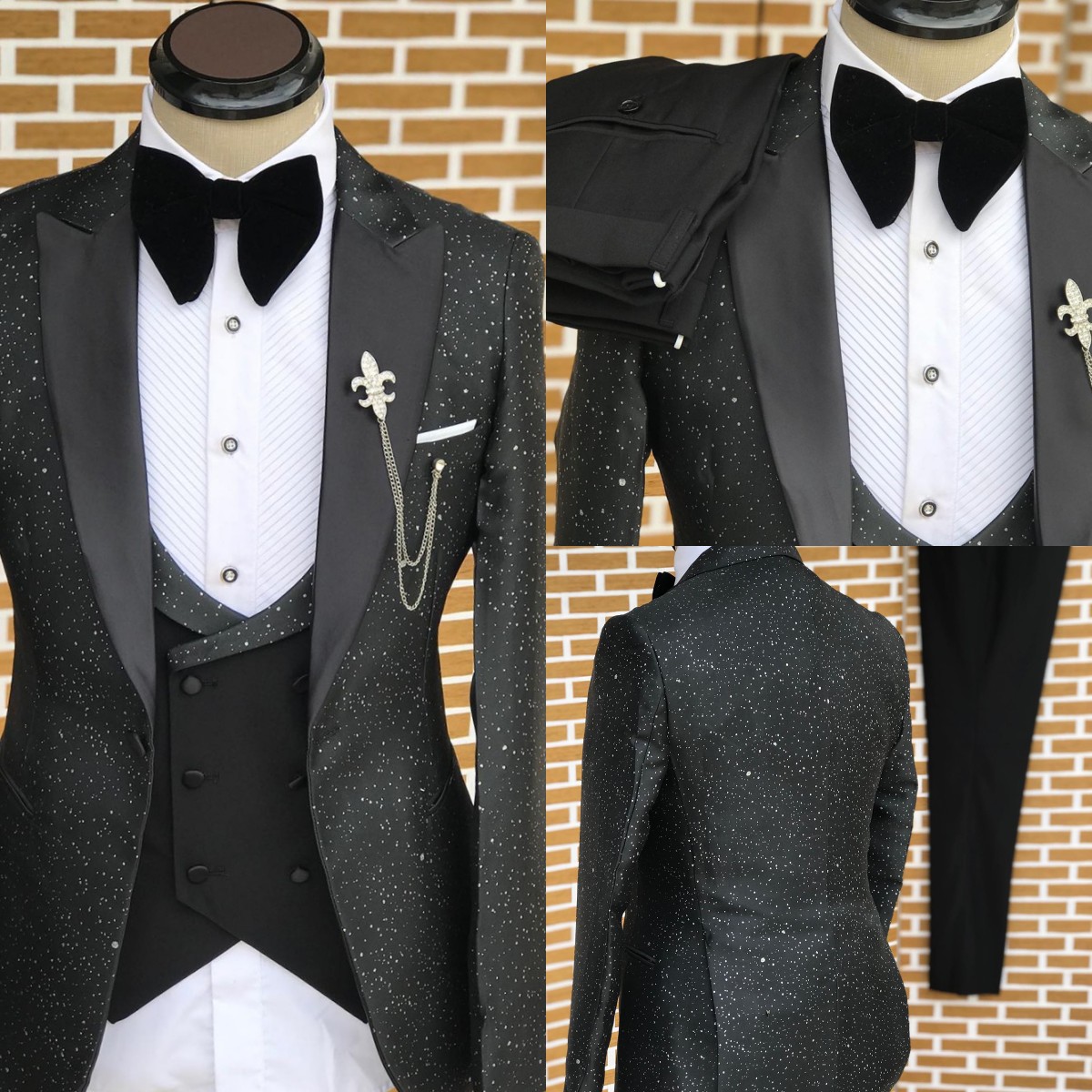 Men'S Formal Wear No Suit - คลาสสิกงานแต่งงานชุดพ่นใหม่ Shine Tailor-Made เจ้าบ่าว 3 ชิ้นธุรกิจชุดนักร้องอย่างเป็นทางการโอกาส