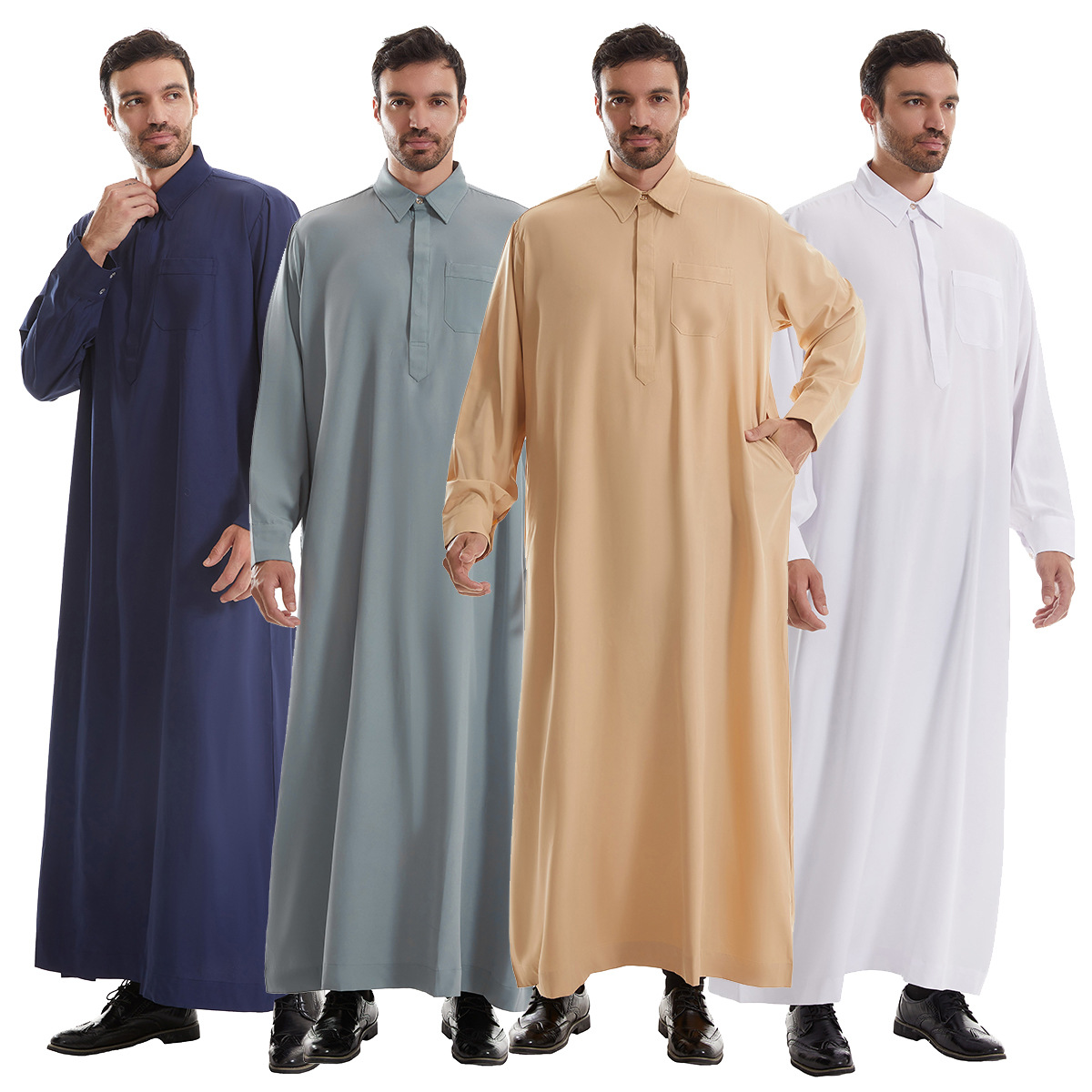 Men Formal Wear Dubai - ชุดจุบบะห์ โธบ สำหรับผู้ชาย เสื้อเชิ้ตยาวแบบชุดเดรส สำหรับเทศกาลอีด ชาวมุสลิม
