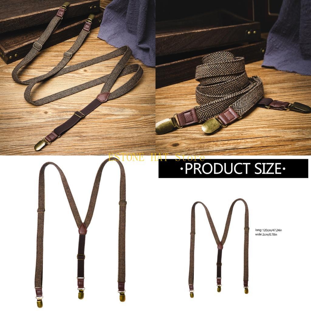 Tall Men Formal Wear - 49MF Men Elastic Suspenders 3 คลิปออกแบบคลิป