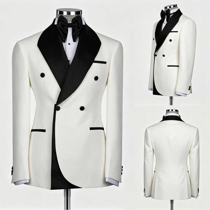 Unique Men'S Formal Wear - ชุดสูทผู้ชายแบบเป็นทางการ 2 ชิ้น เสื้อแจ็คเก็ตและกางเกง กระดุมสองแถว ปกแบบ