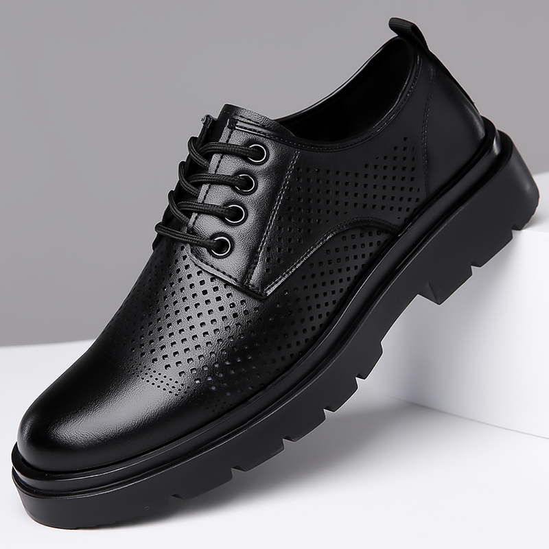 Formal Men Office Wear Sandals - รองเท้าหนังผู้ชายแบบใหม่สำหรับฤดูร้อน รองเท้าธุรกิจแบบมีรูระบายอากาศ พื้นนุ่ม รองเท้าแตะผู้ชายแบบทางการ ระบายอากาศได้ดี เหมาะสำหรับใส่ทำงานในออฟฟิศ