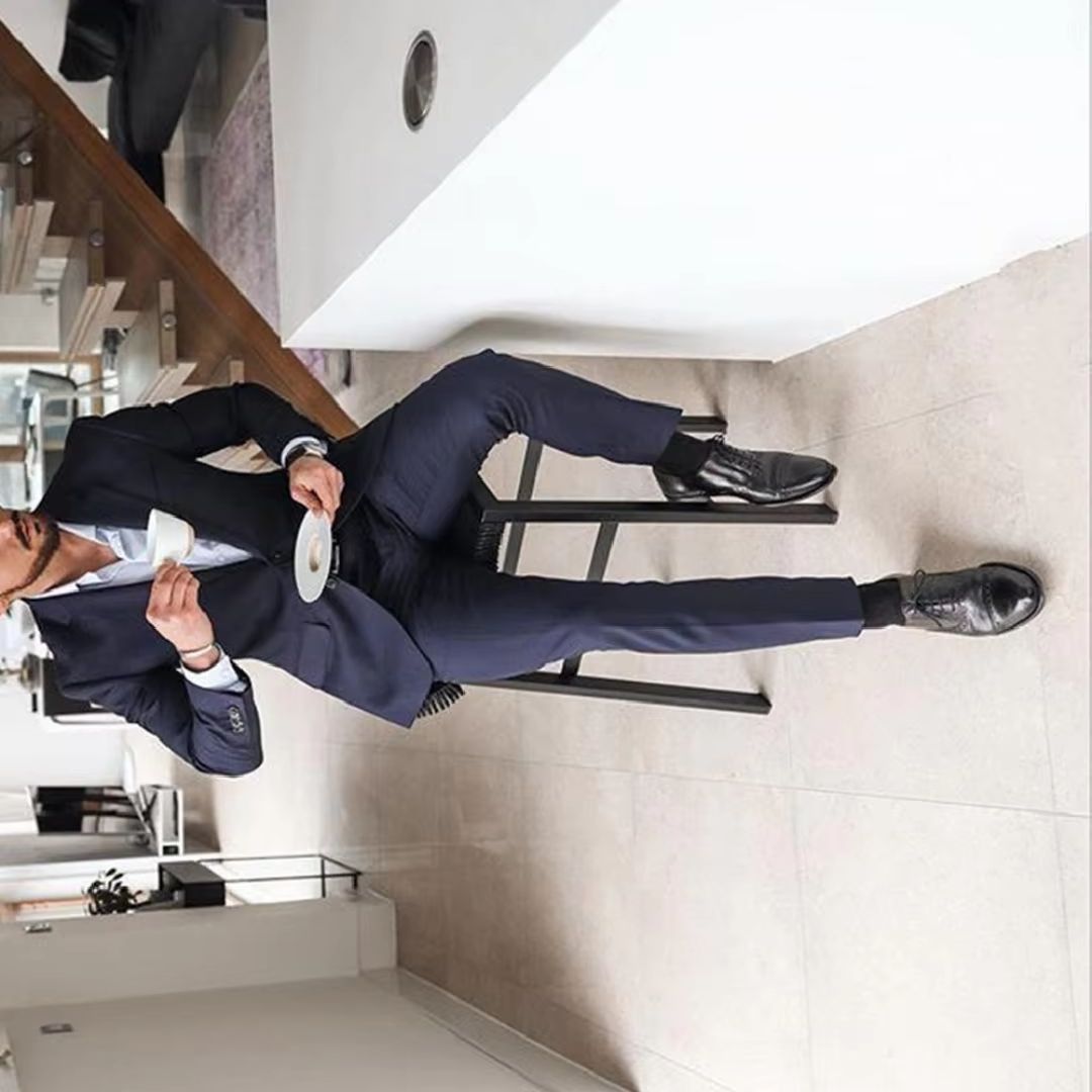 Men Formal Wear Blue - ชุดทักซิโด้ผู้ชายสีน้ำเงินกรมท่า 2 ชิ้น สำหรับเพื่อนเจ้าบ่าวและเจ้าบ่าว งานแต่งงาน งานเลี้ยงอาหารค่ำ