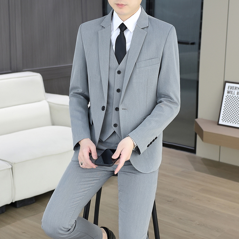 Men Formal Wear Fashion - ชุดสูท (เสื้อสูท+เสื้อกั๊ก+กางเกง) ชุดลำลองสำหรับผู้ชายที่ทันสมัยสำหรับธุรกิจและกิจกรรมกลางแจ้ง ชุดทางการสำหรับเจ้าบ่าวและเพื่อนเจ้าบ่าวในงานแต่งงาน