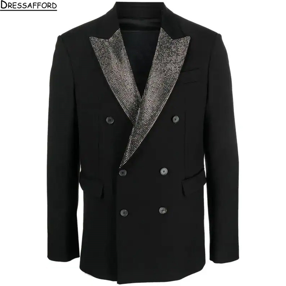 Men'S Formal Wear No Suit - ชุดสูทหรูหราประดับเพชรสำหรับผู้ชาย ชุดทักซิโด้แบบกระดุมแถวเดียวสุดหรู ชุดเบลเซอร์และกางเกงคลาสสิกประดับคริสตัล ชุดสูทผู้ชาย