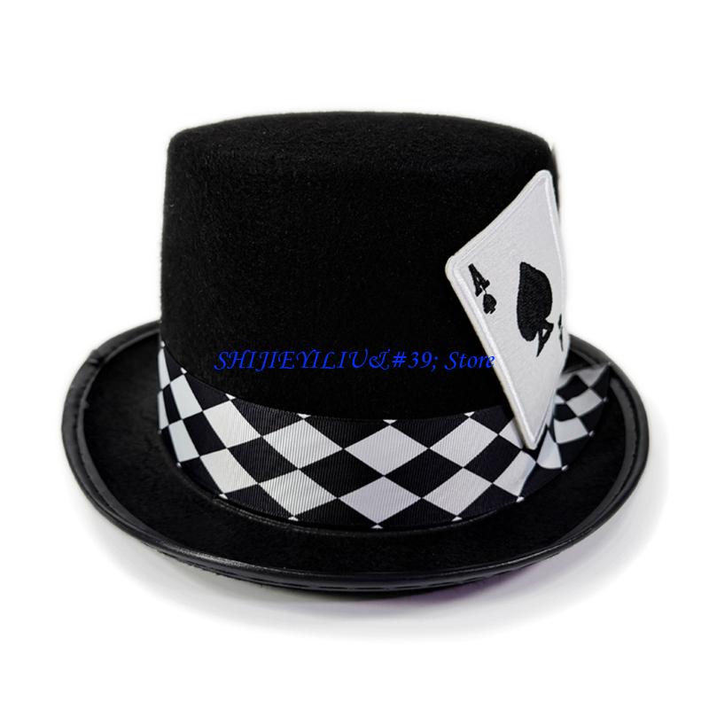 Tall Men Formal Wear - E21F Victorian Derby Cap การ์ดโป๊กเกอร์นักมายากลหมวกทรงสูงสำหรับกิจกรรมพิเศษประจำวัน