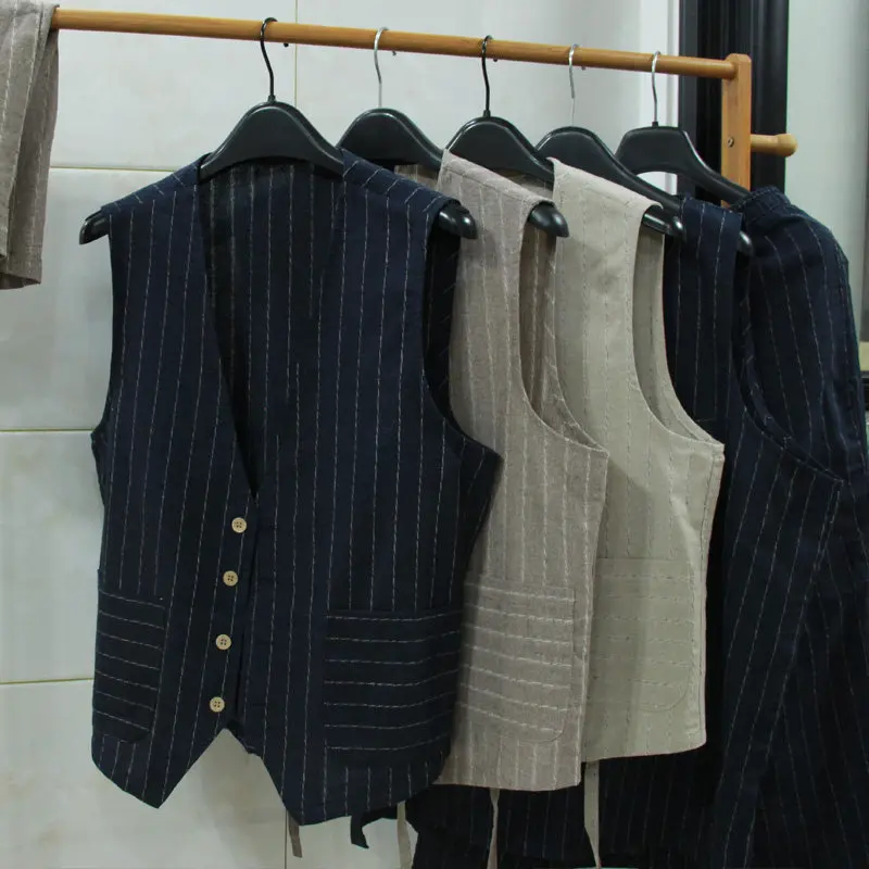 เสื้อกั๊กผ้าลินินสไตล์ลำลองแบบ - Men Formal Wear In Summer บทวิจารณ์และราคา