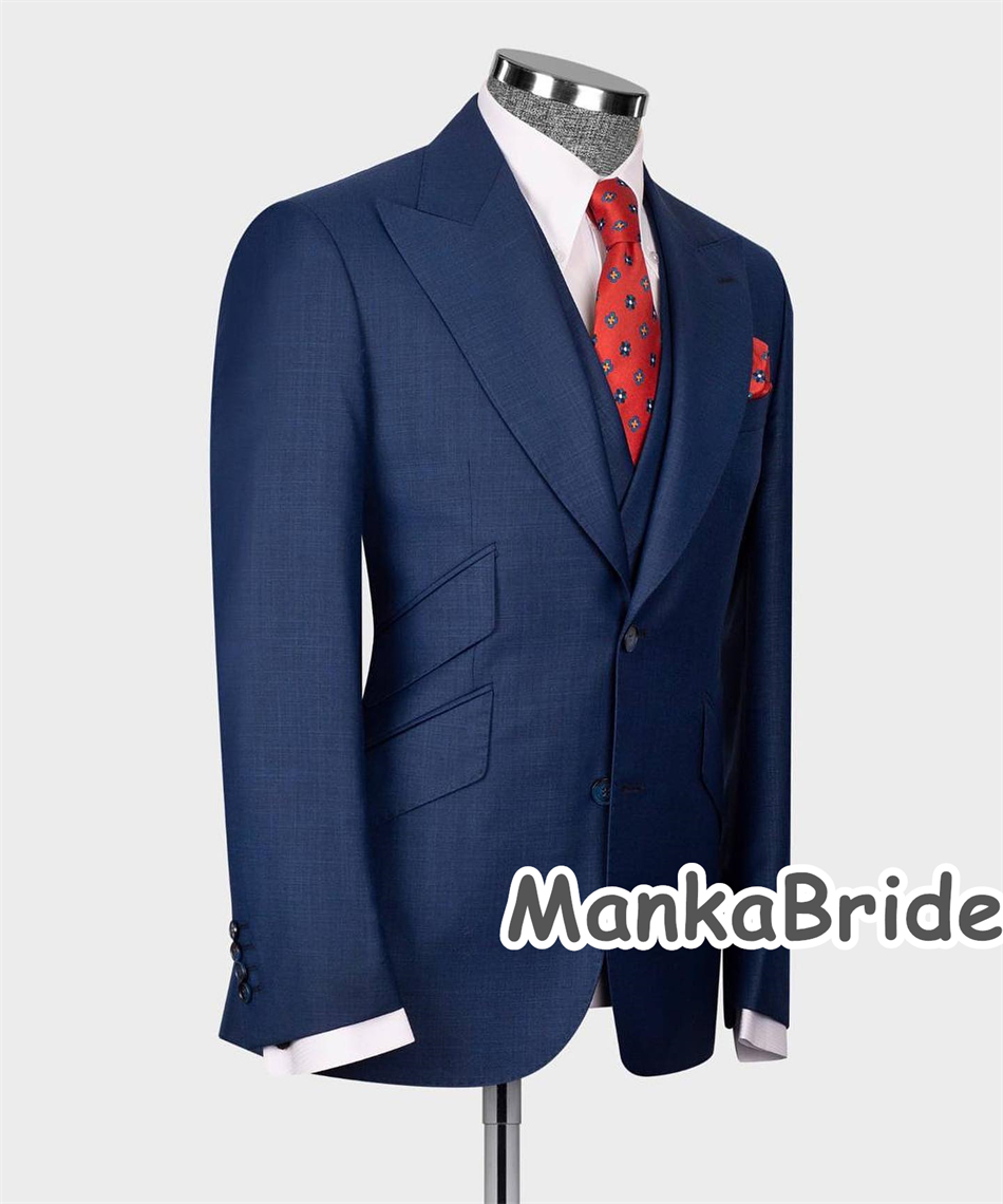 Elegant Navy Blue คลาสสิกงานแต - Men Formal Wear Blue บทวิจารณ์และราคา
