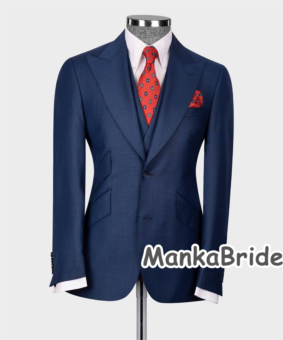 Elegant Navy Blue คลาสสิกงานแต - Men Formal Wear Blue บทวิจารณ์และราคา