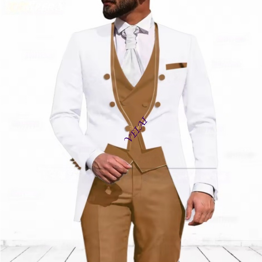 ชุดสูท 3 ชิ้นสีฟ้าอ่อนแบบสั่งต - Men Formal Wear Blue บทวิจารณ์และราคา