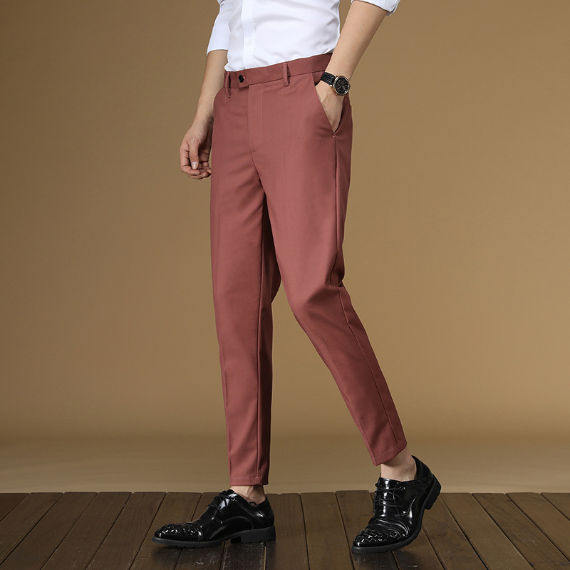 ฤดูร้อนกางเกงผู้ชายสีแดงสีดําส - Men Formal Wear In Summer บทวิจารณ์และราคา