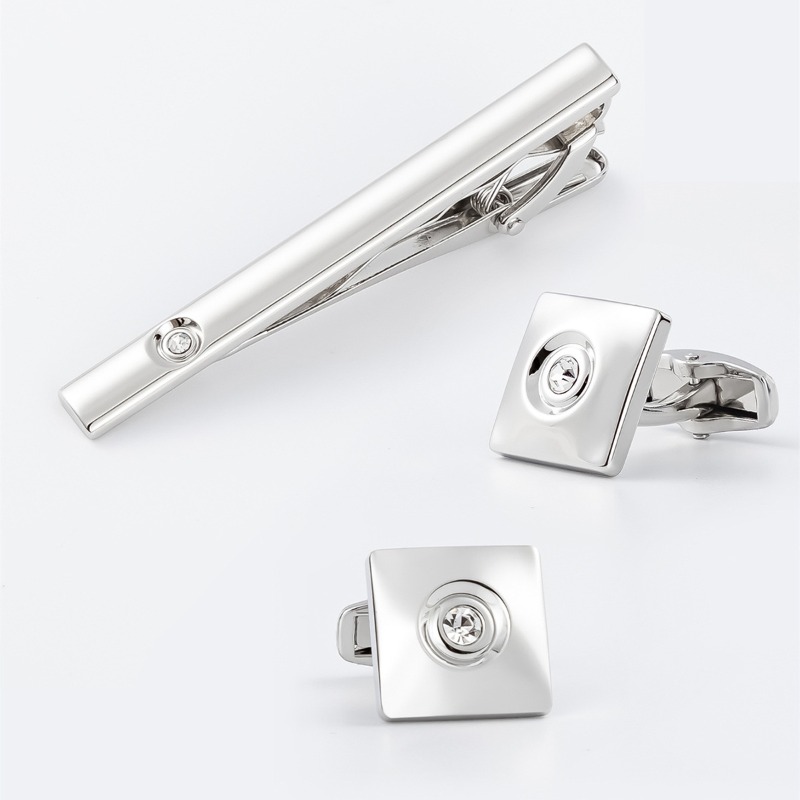 ชุดกระดุมข้อมือและคลิปหนีบเนคไ - Cufflinks Silver Set บทวิจารณ์และราคา
