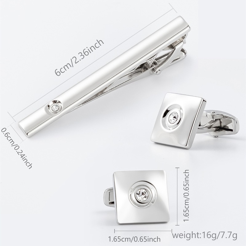 ชุดกระดุมข้อมือและคลิปหนีบเนคไ - Cufflinks Silver Set บทวิจารณ์และราคา