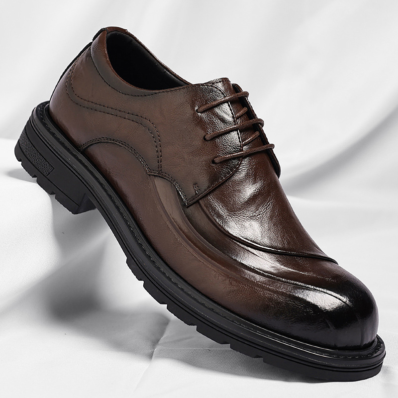 รองเท้าหนังแท้สีน้ำตาลขัดเงา แ - Men Formal Wear Fashion บทวิจารณ์และราคา
