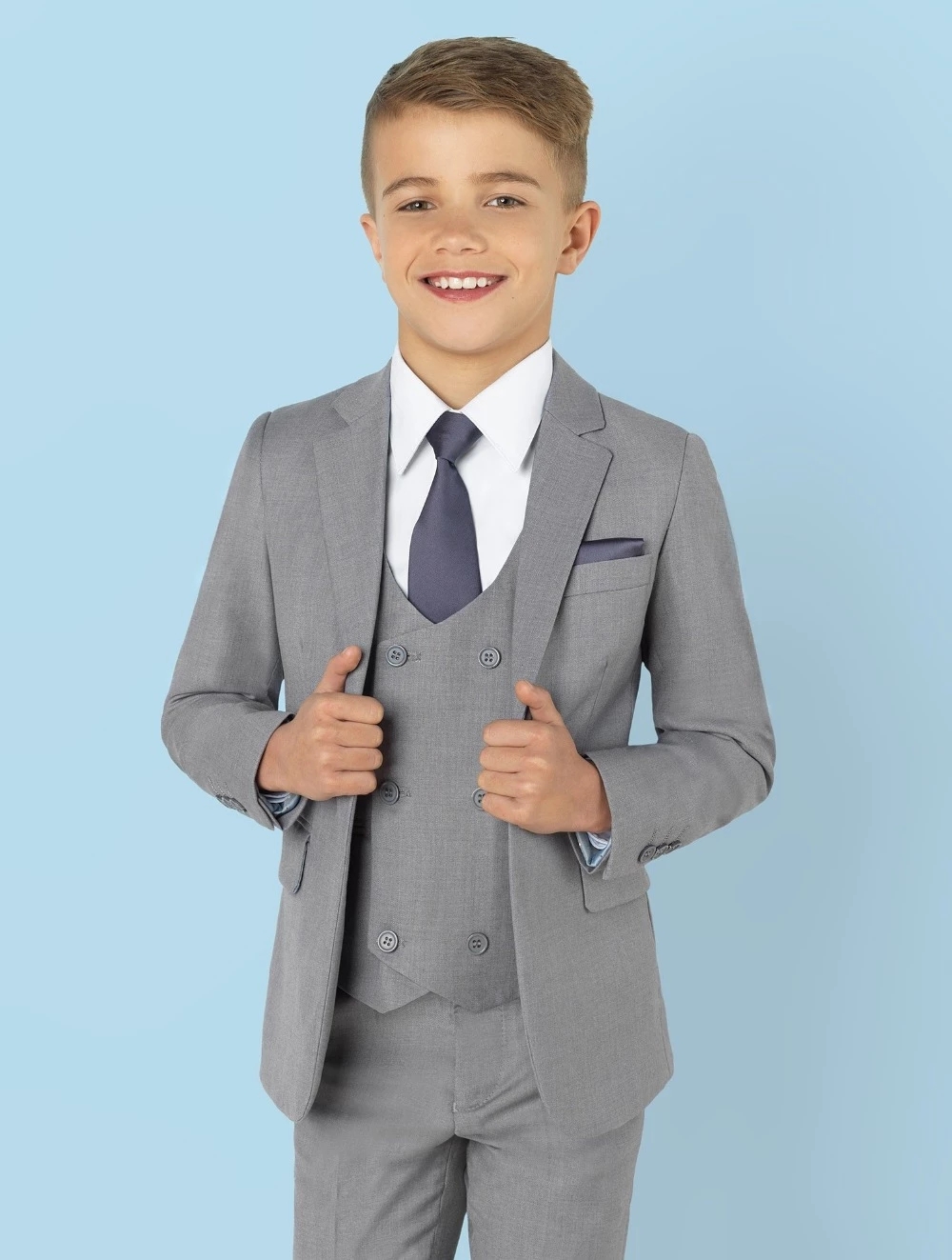 ชุดสูทเด็กสีเทาอ่อน ปกแบบ Notc - Formal Wear For Men Kids บทวิจารณ์และราคา