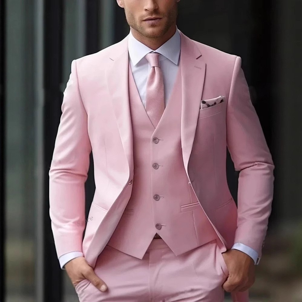 ชุดสูทผู้ชายสีชมพู 3 ชิ้น ทรงส - Men'S Formal Wear For Reception บทวิจารณ์และราคา