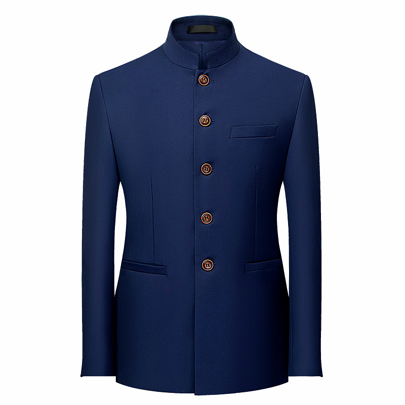 เสื้อสูทผู้ชายสไตล์จีน แขนยาว  - Men Formal Wear Blue บทวิจารณ์และราคา