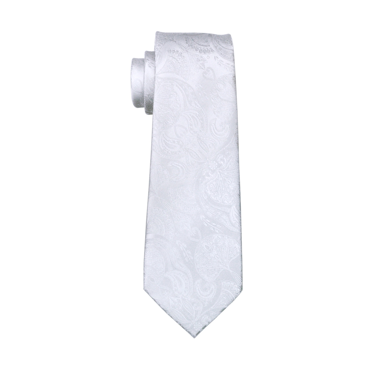 FA-393 ชาย Tie สีขาว Paisley ผ - Cufflinks Silver Set บทวิจารณ์และราคา