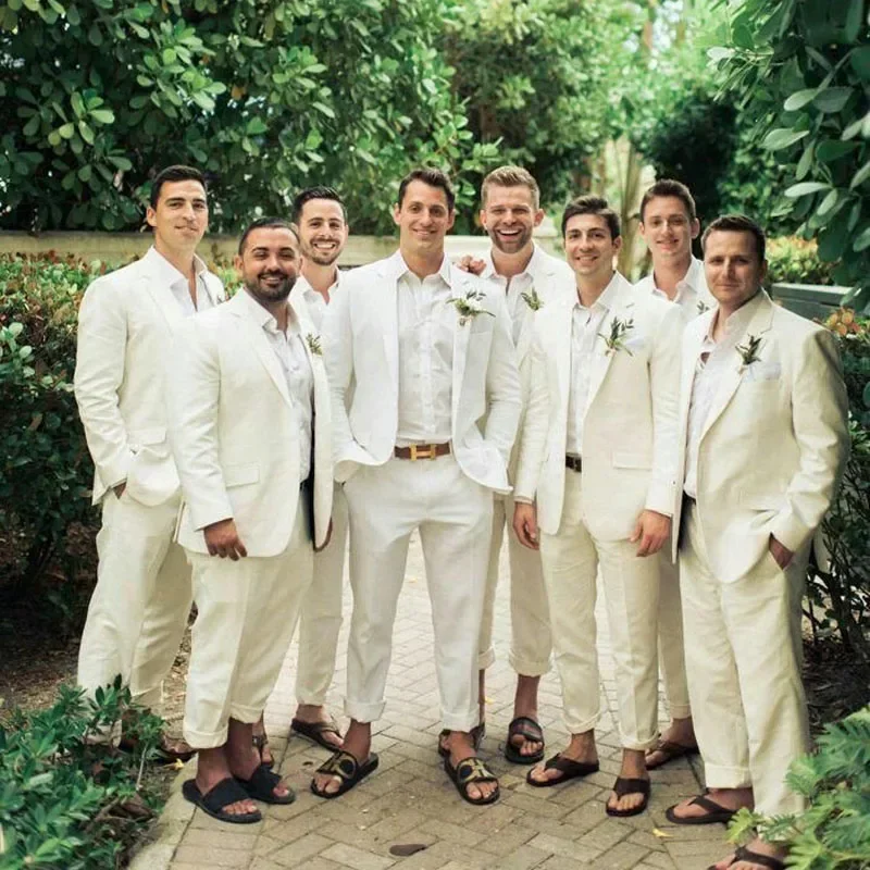 ผ้าลินินงานแต่งงาน Tuxedo สําห - Men Formal Wear In Summer บทวิจารณ์และราคา