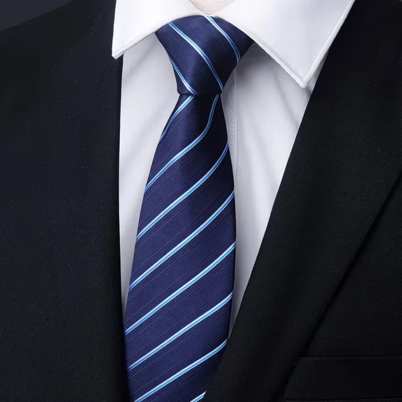 เนคไทผู้ชายแบบซิป 6 ชิ้น กว้าง - Men Formal Wear Blue บทวิจารณ์และราคา