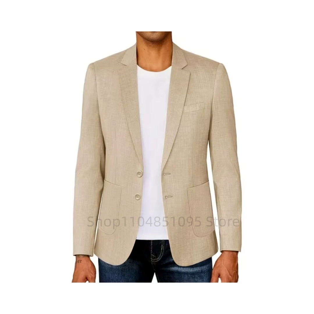 เสื้อเบลเซอร์ผ้าลินินสีเบจ/น้ำ - Men Formal Wear In Summer บทวิจารณ์และราคา