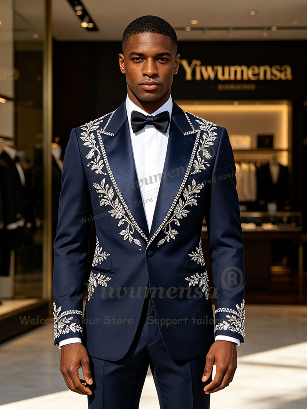 ชุดสูทสีน้ำเงินกรมท่าสุดหรูสำห - Men Formal Wear Blue บทวิจารณ์และราคา
