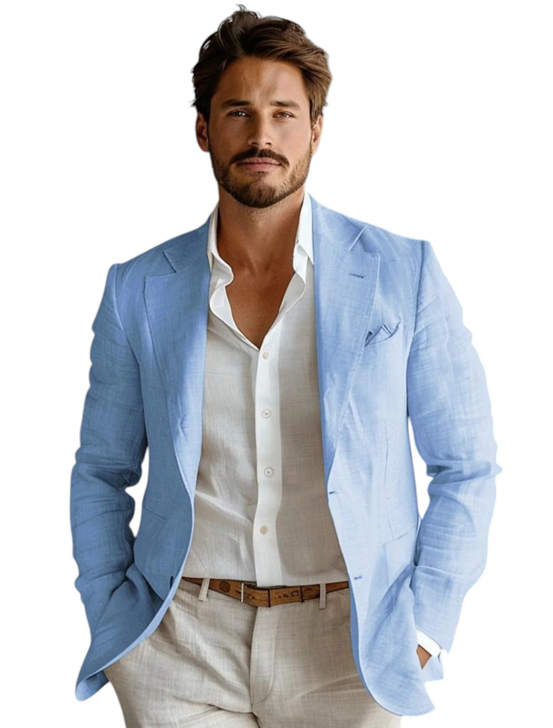 เสื้อเบลเซอร์ผ้าลินินสีน้ำเงิน - Men Formal Wear In Summer บทวิจารณ์และราคา